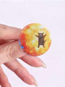 Cute Funny Space Cat Tin Badge Set, 3Pcs Cartoon Kitten Round Brooch Pins For Backpack Decor - Multicolor - View 7