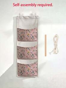 3-Pocket Wall Hanging Storage Bag, Floral Leopard Print, Linen Multi-Function Hanging Storage Bag, With Wooden Rod And Hanging Rope, Suitable For Bedroom, Dorm, Bathroom Door, Can Store Sundries, Underwear, Socks, Keys, Home Essential, Holiday Gift, Christmas Gift - Multicolor - View 14