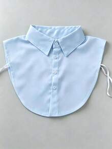 1/2pcs Women Detachable Shirt False Collar, Curved Bib Decorative Collar, Button Design Layered Collar Accessory For Sweater Daily Autumn Winter Wear - White - View 9
