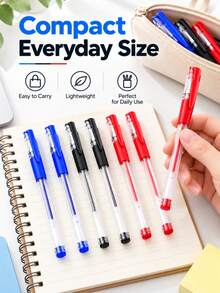 5/6pcs/Set Three-Color Neutral Pens, Blue, Black, Red, Transparent Barrel Design, Comfortable Grip, Smooth Writing, Portable Student Stationery, Suitable For School Learning, Office, Daily Notes, Journaling - Sets - View 5