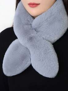 1pc Thick Warm Neck Scarf, Faux Rabbit Fur Material - Multi-Functional Neck Protection Plush Scarf, Suitable For Men And Women - Multicolor - View 5