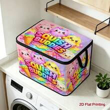 1PC SQUISH BUDDIES Pattern Under-Bed Storage With Zipper Flip Cover Foldable Storage Box - Suitable For Toy Organization, Under-Bed Storage, Car Trunk Storage, Books, Small Household Items Large Capacity Storage, Student Back To School Storage, Office, Home Organization, Clothing, Blanket Storage. - A - View 5