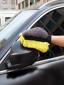 1pc Double-Sided Chenille Car Wash Mitt, Scratch-Free Microfiber Car Cleaning Glove, Highly Absorbent Car Detailing Wash Tool, Random Color - A - View 5