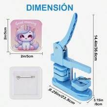 Square Button Maker Machine With 50 Buttons And 50 Magnets, 5 Cm - Blue - View 5