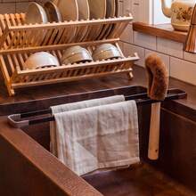 Over Sink Dish Towel Rack, Double Tier Kitchen Sink Towel Holder, Metal Dishcloth Drying Rack For Kitchen Counter Storage, Kitchen Sink Organizer, Dishcloth Storage, Sink Edge Storage Organizer - Multicolor - View 9