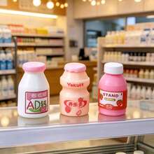 Pink Miniature AD Calcium-Shaped Beverage Bottle Resin Figurine, Micro Landscape Desktop Decoration, Ornament, Photography Prop, Dollhouse Accessory, Handmade DIY, Anime Scene, Home Decor, Desktop Decoration, Photography Prop - Multicolor - View 2