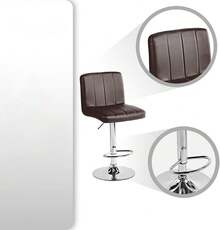 Set de 2 Bancos de Barra con Respaldo Cuadrado, Bancos Altos para Cocina y Desayunador, Diseño Minimalista Ergonómico, Bancos Decorativos para Isla de Cocina y Sala de Estar - Café integral - Ver 6