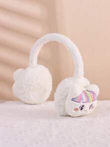 1pc Girls Unicorn Plush Earmuffs, Cute Cartoon Embroidered Ear Warmers Style Ear Covers For Kids Cold‑Weather Outdoor Use - 1pc - View 10
