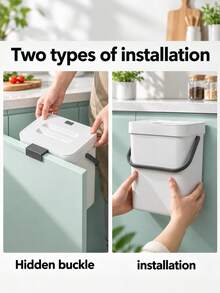 Portable Hanging Countertop Trash Can With Handle And Lid, Large Capacity Waste Storage Bin For Men And Women, Suitable For Kitchen, Bedroom, Bathroom, Office, Home And Dorm Essential Storage Decor Accessory - Multicolor - View 10