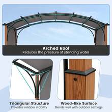 Lifezeal 10 X 12 FT Outdoor Retractable Pergola With Retractable Canopy Wood Looking Posts Beige/Gray - Grey - View 7