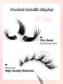 Rikuaild 96 Pcs Wet Lashes,Fox Eye Lashes,Natural Makeup Effect, Reusable,Create A Light, Elegant And Looming Spike Effect,For Beginners Easy To Use Salon-Quality Long-Lasting False Eyelash Extensions - D - View 3