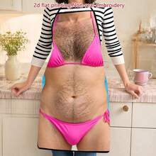 1pc Apron. The Apron Is Printed With Funny 3D Human Body Pattern Of Pink Bikini, Worn For Kitchen Cooking And Barbecue To Keep Clothes Clean. - Multicolor - View 5