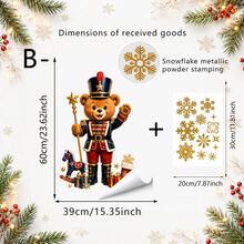 1/3pcs Christmas Teddy Bear Nutcracker Window Sticker, Double-Sided PVC Electrostatic Adsorption Glass Sticker, Suitable For Homes, Shops, And Shop Window Displays. - Multicolor - View 8