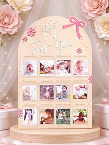 My First Year Baby Milestone Wooden Photo Board 12 Months Newborn Photo Frame Boy Girl Baby Birthday Baby Shower - Milestone - View 14