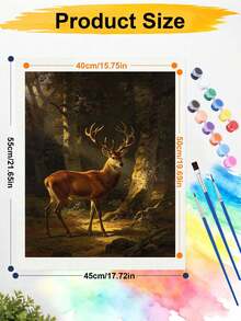 DIY Paint By Numbers Kit, Majestic Stag In Sunlit Forest, Classical Oil Painting Canvas Wall Art Home Decor Gift - A - View 6