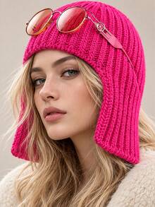 Unisex Thickened Knit Hat With Ear Protection; The Thick, Warm Knit Fabric Features Integrated Ear Flaps To Shield Against Cold Winds. A Versatile Choice For Autumn And Winter, Suitable For Cycling Commutes, Skiing, And Outdoor Activities. - Multicolor - View 9