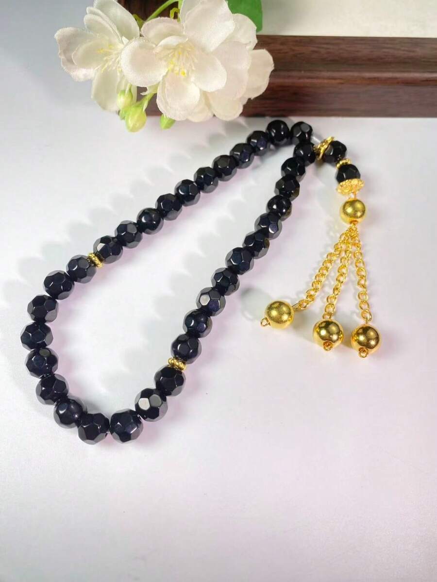 1pc 33pcs Multicolor Faceted Faux Crystal Tasbih Prayer Beads With Gold Chain, Bell And Tassel, Muslim Prayer Beads - Multicolor - View 1