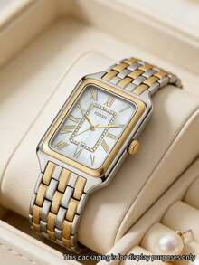 Fossil Women's Quartz Watch, Dual-Tone Metal Band, Vintage Rectangular Case, Mother Of Pearl Dial, Roman Numerals, Date Window, Vintage Fashion, Daily Office Accessory - one-size - View 5