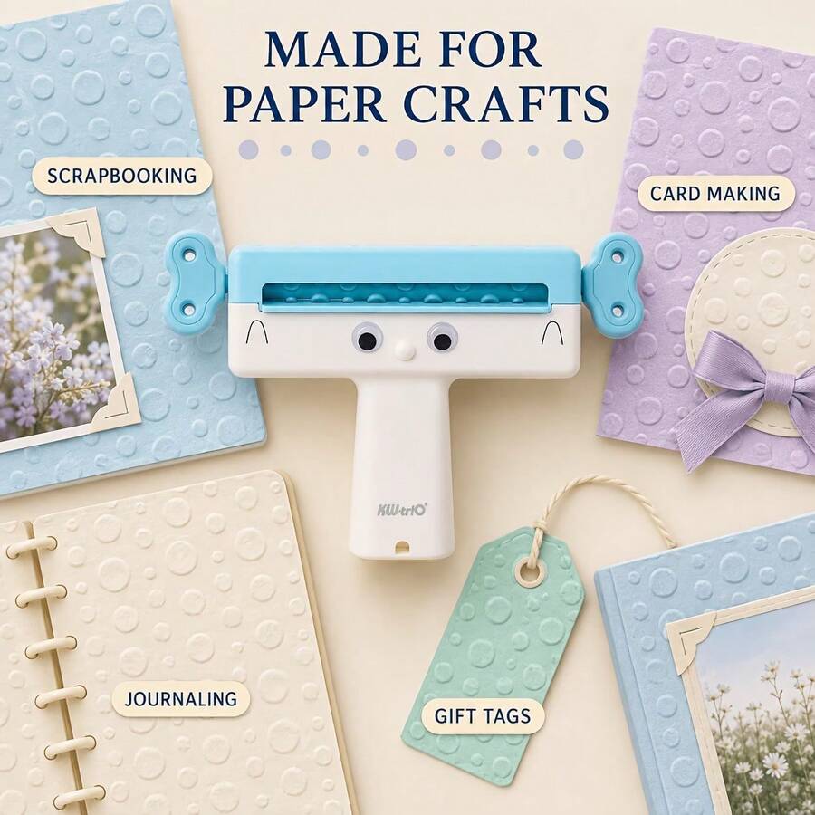 Rund 3D-mönsterpräggningsmaskin, handgjord DIY-mönsterpräggningsmaskin, avtagbara och utbytbara präggningshuvuden, ingen elektricitet krävs, ABS-material - Ett stycke - Visa 1