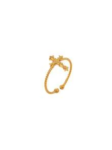 1PC Vintage Cross Rings For Women Gold Color Stainless Steel Gothic Twisted Rope Cross Ring Religious Jewelry Gift - Multicolor - View 6