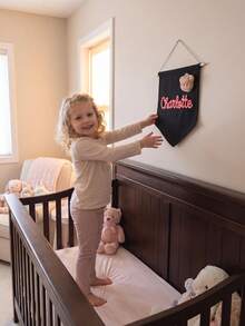 Banner Nama Kamar Bayi yang Dipersonalisasi, Bendera Kamar Bayi Bordir, Papan Nama Kustom, Dekorasi Dinding Kamar Bayi, Hadiah untuk Bayi Baru Lahir, Papan Petunjuk untuk Acara Baby Shower - MultiWarna - View 10