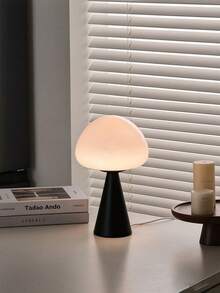 1pc Glass Shade Bauhaus Mushroom Table Lamp, USB Powered Desktop Lamp, Modern Aesthetic Decor Night Light For Bedroom Dorm Home - one-size - View 1
