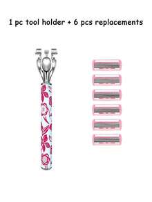 Women's Manual Safety Razor With Replaceable Blades, Floral Print Non-Slip Shaver, 6-Layer Stainless Steel Blades, Painless Hair Removal For Legs, Underarms, Bikini And Body, Travel Beauty Tool, Manual Body Razor, Women's Shaving Razor, Bikini Trimmer - Multiple Styles - View 11