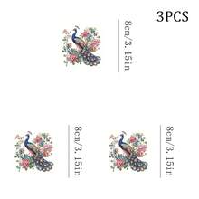 1/2/3pcs Romantic Peony Flower Peacock Pattern Heat Transfer Stickers, Washable And Iron-On, Suitable For DIY T-Shirts, Sweatshirts, Hoodies, Jeans, Backpacks, Pillows, Holiday Decorations - Multicolor - View 8