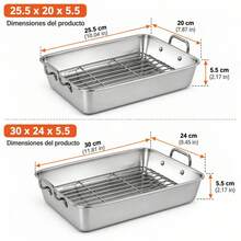 Stainless Steel Roasting Pan With Removable Rack And Double Handles, Oven Baking Tray For Meat And Vegetables, Durable Cookware, Available In Two Sizes - Stainless Steel - View 10