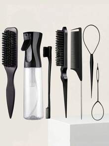 7pcs Styling Set, Includes 2 Flip Tail Combs, 1 Continuous Spray Bottle, 1 Pointed Tail Hair Brush, 1 Edge Comb, 1 Tail Comb, Suitable For Women / Girls, Can Be Used For Creating Voluminous Bangs, Edge Styling And Back Combing, Applicable For Hair Styling Tools, Combs, Styling Products And Accessories, Essential For Salon, Travel, Back To School, Vacation - Multicolor - View 21