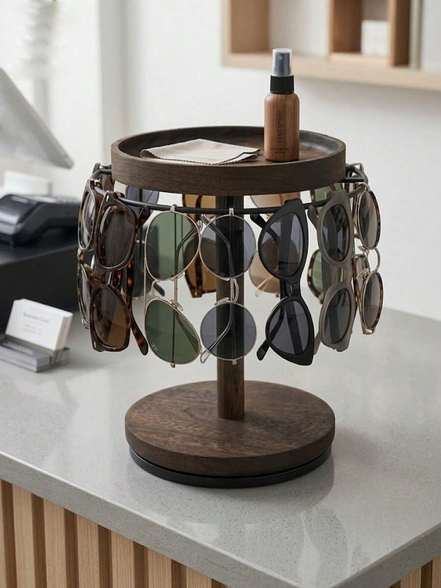 Wooden Fashion Glasses Storage Rack With Tray Base, Eyewear Display Stand, Home Fashion Glasses Organizer And Display Rack - Multicolor - View 1