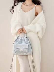 Women's Rib-Knit Plus Size Midi Cardigan With Drop Shoulder Long Sleeves, Perfect For Fall & Winter Comfort And Style - Apricot - View 2