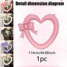 Bow Hollow Heart Photo Frame Foil Balloon, Available In Purple, Cream, Black, Caramel And Pink, Ins Style Decor Prop For Engagement, Wedding, Birthday Party Photo Backdrop - Multicolor - View 12