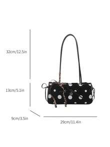 Niche Design Polka Dot Underarm Bag Korean Style Fresh Versatile Sweet Shoulder Bag Premium Handbag For Women - Black - View 3