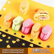Paper Punch Craft Kit, ScrapbookingPunch + Wavy Edge Scissors +Colored Paper + Storage Box, StudentDIY Handmade Card Making Tools,Christmas Gifts & Back-To-SchoolSupplies - 2pcs Standard Small Embossers [Random Shell Color] + 2pcs Scalloped Scissors + Storage Box - View 8