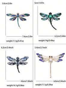 Rhinestone Dragonfly Brooches For Women Unisex Wear Creativity Insect Pins Banquet Festival Events Gift For Birthday Mother Day Valentine Day - Dragonfly - View 9