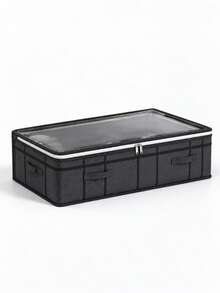 1/Multiple Black Clothing Storage Bags, Quilt Storage Boxes, Underbed Storage Bags, Bedroom Storage, Visible Window Storage Boxes, Waterproof & Moisture-Proof, Suitable For Home/School Storage Of Blankets And Unused Items - Black - View 2