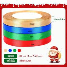 4 Rolls Christmas Satin Ribbon Set, Red Green Blue Gold 4-Color Combination Satin Ribbon, Smooth Glossy Finish, Easily Tie Delicate Bows. Suitable For Gift Wrapping, Christmas Tree Wreaths, Christmas Stocking Decoration, Floral Bundling And Greeting Card DIY Crafts, Holiday Party Decoration Ribbon Accessories. - Christmas 4pcs Ribbon - View 7