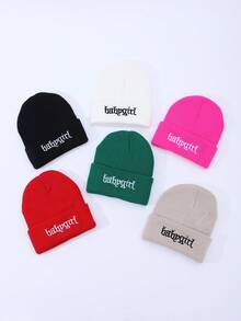 1pc Women's Fashion Versatile Solid Color Letter "Babygirl" Embroidered Knitted Beanie Hat, Suitable For Autumn/Winter Warmth, Daily Wear And Outings - A - View 9