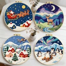 Needle Felting Kit For Beginners. 2D Flat Printing. The Night Sky At Christmas . For New & Skilled Crafters. DIY Wool Painting Set. Includes Foam Mat, Felt, Hoop & Guide. Handmade Home Decor Ornament. 20x20cm/7.87x7.87in. - 20x20cm/7.87x7.87in - View 13