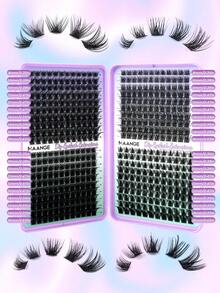 MAANGE 480 Clusters Cartoon Cat Eye Eyelash Extensions, Mixed Style Book Eyelashes, Thick Black Dramatic Eyelash Clusters, DIY Eyelash Extensions, Multi-Layer Voluminous Eyelash Clusters, Suitable For Daily, Party And Stage, Girls Gift, Halloween Gift, Party Eyelashes, Women Gift - D - View 10