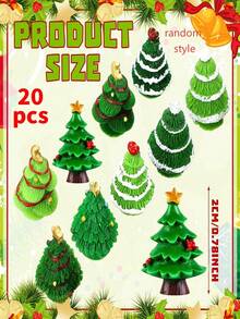 10/20pcs Mini Resin Christmas Tree Pattern Decorative Ornaments, Mini Christmas Decorations, Suitable For Winter Holidays, Christmas Village Scenes And DIY Home Decor - Multicolor - View 6
