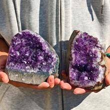Natural Amethyst 1 Pc Random Large Rare -Look Quartz Crystal Geode With Druzy - Bohemian Style Open Face Mineral Cluster Suitable For Crystal - High-grade AA Purple - View 23