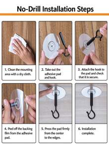 5pcs Self-Adhesive Hanging Hook, Heavy-Duty Wind-Resistant Screw Hook, Suitable For Outdoor Garden Flower Pot Hanging Bracket - Hook Up - View 6