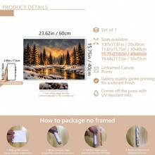1件裝 Winter Glow 雪林風景藝術版畫，舒適冬季牆面藝術，聖誕老人 Yuletide 聖誕節主題，帆布牆飾，熱門冬季農舍風帆布海報，適合現代居家裝飾、房間、客廳、浴室、廚房、居家裝飾 - J - 查看 10