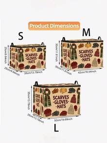 Storage Box Featuring Patterns Of Scarves, Gloves, And Hats; Foldable Storage Bin; Large-Capacity Organizer Suitable For Books, Holiday Gifts, Office Organization, Under-Bed Storage, And Rental Home Organization; Multifunctional Storage Container. - Multicolor - View 11