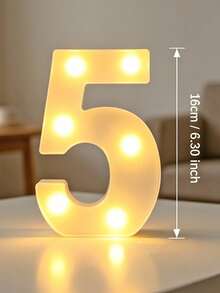 16cm Light Up LED Marquee Number Sign, Warm White Battery‑Operated Digit Light, Tabletop Decor Number Light, 16th 18th 21st 30th 40th 50th Birthday Wedding Proposal Anniversary Christmas Xmas Holiday Party Photo Backdrop Decor Number Night Light - 16cm White - View 23