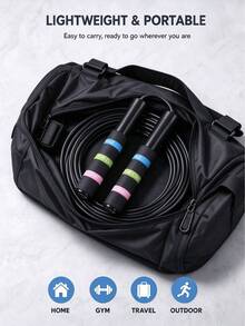 1pc Adjustable Speed Jump Rope, Non-Slip Textured Handle With Colorful Non-Slip Rubber Ring, Smooth Rotation Fitness Jump Rope For Home Workout, Also Suitable For Holiday Party Games, Adult Aerobic Exercise Training, Essential Fitness Equipment For Home - A - View 5