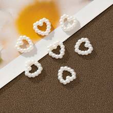 80pcs Faux Pearl Hollow Heart DIY Handmade Hair Accessories Bracelet Earring Jewelry Findings - White - View 5