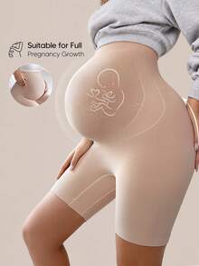 Maternity High Elastic Waist Bermuda Leggings, Suitable For Everyday Wear Pink Summer - Pink - View 1